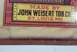 Vintage Orphan Boy Smoking Tobacco Fine Carolina Made By John Weisert Tob, Co. St. Louis, Mo. 12 1/4" x 17 1/4" Tin Metal Sign