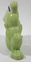 Curved Back Green Frog 5" Tall Ceramic Pottery Figurine