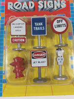 Vintage 1989 FunRise Item No. 10201 Micro Action Road Signs Set of 6 Plastic 1 1/4" New In Package