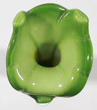 Yellow and White Green Lily Shaped 7 5/8" Tall Art Glass Flower Bud Vase