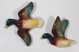 Vintage Flying Mallard Ducks Chalkware Bird Sculpture Wall Hangings Set of 2