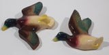 Vintage Flying Mallard Ducks Chalkware Bird Sculpture Wall Hangings Set of 2