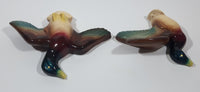 Vintage Flying Mallard Ducks Chalkware Bird Sculpture Wall Hangings Set of 2