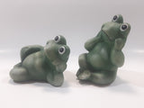Set of 2 Green Frog 4 3/4" Tall Resin Figurines