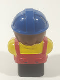 Mega Bloks My First Builders Construction Worker in Blue Hard Hat Wearing Black and Red 3" Tall Plastic Toy Figure
