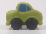 Toddler Car with Eyes Green with White Stripes Rubber Toy Car Vehicle