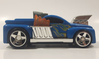 2002 Mattel Hot Wheels Dragster Truck Blue 5 1/2" Long Plastic Die Cast Toy Car Vehicle Lights and Sound Moving Car and Moving Flames