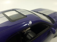 2014 Welly No. 24049 Dodge Challenger SRT White Purple with Silver Stripes 7 1/2" Long Die Cast Toy Car Vehicle with Opening Doors and Hood