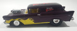 1998 Racing Champions WCW NWO Spring Stampede April 11, 1999 '57 Chevy Wagon Nature Boy Ric Flair Dark Purple with Yellow Flames 8 1/2" Long Die Cast Toy Car Vehicle With Opening Hood