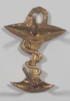 Soviet Ukraine Snake & Chalice Pharmacist Medic Medical Service 5/8" x 7/8" Gold Tone Hat Cap Shoulder Badge Military Insignia