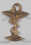 Soviet Ukraine Snake & Chalice Pharmacist Medic Medical Service 5/8" x 7/8" Gold Tone Hat Cap Shoulder Badge Military Insignia
