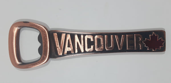Vancouver Red Enamel Maple Leaf 4 3/8" Copper Tone Metal Bottle Opener