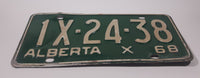 Vintage 1968 Alberta Restricted X White Letters Green Vehicle License Plate Tag 1X 24 38
