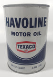 Vintage Texaco Havoline Motor Oil On U.S. Quart 0.946 Litre White 5 1/2" Tall Metal Oil Can