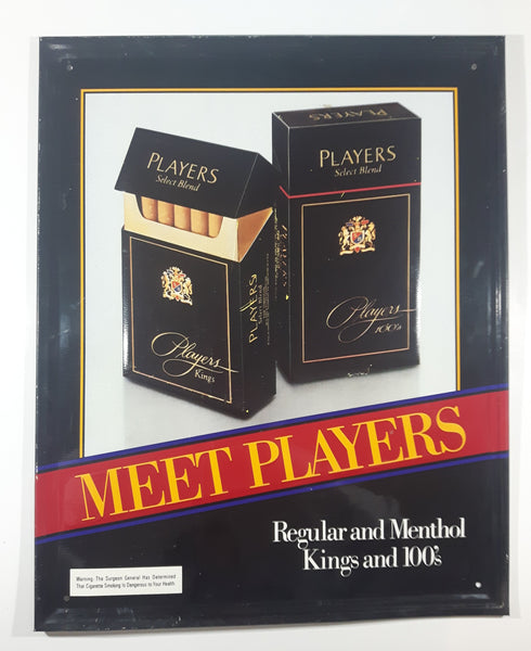 Vintage Players Select Blend Meet Players Regular Menthol Kings 100's Large 17 1/4" x 21 1/2" Embossed Tin Metal Store Advertising Sign