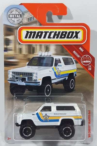 2019 Matchbox MBX Rescue '89 Chevy Blazer 4x4 White Die Cast Toy Car Vehicle New in Package