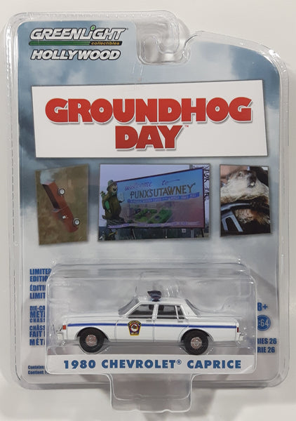2019 Greenlight Hollywood Collectibles Series 26 Groundhog Day 1980 Chevrolet Caprice Police White 1:64 Scale Die Cast Toy Car New in Package
