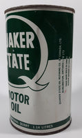 Vintage Quaker State S.A.E. 20 - 20W Motor Oil 1 Imperial Quart 1.14 Litres Metal Can FULL Burlington, Ontario