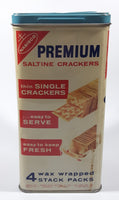Vintage 1960s Nabisco Premium Saltine Crackers 9 1/2" Tall Tin Metal Container