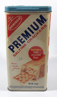 Vintage 1960s Nabisco Premium Saltine Crackers 9 1/2" Tall Tin Metal Container