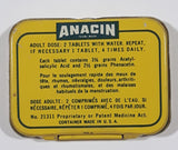 Vintage Whitehall Pharmacal (Canada) Limited Twelve Tablets Anacin Analgesic Tablets Fast Pain Relief 'Press Here' Small Pocket Size Tin Metal Hinged Pill Case EMPTY Toronto, Ontario