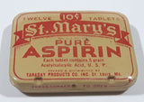 Vintage Taraday Products Co. Inc. St. Mary's Pure Aspirin Twelve Tablets 10 Cent Small Pocket Size Tin Metal Hinged Pill Case St. Louis Mo.