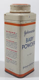 Vintage Johnson's Baby Powder 4 1/2 OZS. 5" Tall Tin Container Johnson & Johnson Limited Montreal EMPTY