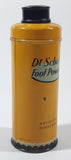 Vintage Dr Scholl's Foot Powder Antiseptic Deodorant 5 1/8" Tall Yellow Tin Metal Canister The Scholl Mfg. Co. Ltd Toronto Canada No. 20038
