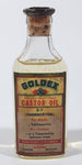 Antique Robinson & Webber Limited Winnipeg Packers Bottlers B.P. Pharmaceutical Goldex Gold Pure Cold Drawn London Castor Oil 4 1/2" Tall Glass Bottle with Cork Still FULL