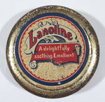 Antique Lanoline A delightfully soothing Emollient 2 3/8" Wide Tin Metal Canister