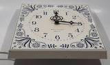 Vintage Westclox Electric Tulip Time Blue and White Plastic Square Shaped Plug In Wall Clock Made in Canada