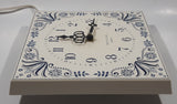 Vintage Westclox Electric Tulip Time Blue and White Plastic Square Shaped Plug In Wall Clock Made in Canada