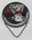Joan Baker Designs Dalmatian Puppy Dog Sitting in Next To Fire Hydrant 3 1/2" x 5" Oval Shaped Stained Glass Window Sun Catcher