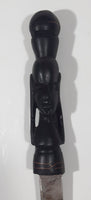 Vintage North African Warrior Hand Carved 9 3/4" Figural Tribal Knife Dagger with Wooden Sheath