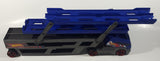 2012 Mattel Hot Wheels City Semi Truck Auto Hauler Car Carrier Holds Up To 40 Cars Blue 17 3/4" Long Plastic Die Cast Toy Car Vehicle Y0583