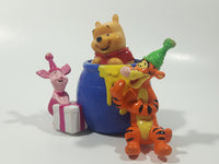 2007 DecoPac Disney Winnie The Pooh Pop Up in Purple Honey Pot Barrel with Tigger and Piglet 3 3/4" Tall Plastic Toy Figure Cake Topper