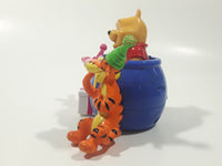 2007 DecoPac Disney Winnie The Pooh Pop Up in Purple Honey Pot Barrel with Tigger and Piglet 3 3/4" Tall Plastic Toy Figure Cake Topper