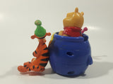 2007 DecoPac Disney Winnie The Pooh Pop Up in Purple Honey Pot Barrel with Tigger and Piglet 3 3/4" Tall Plastic Toy Figure Cake Topper