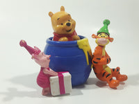 2007 DecoPac Disney Winnie The Pooh Pop Up in Purple Honey Pot Barrel with Tigger and Piglet 3 3/4" Tall Plastic Toy Figure Cake Topper