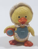 Baby Chick in Bonnet Holding Easter Egg 2 1/4" Tall Toy Figure