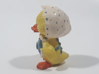 Baby Chick in Bonnet Holding Easter Egg 2 1/4" Tall Toy Figure