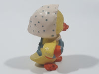 Baby Chick in Bonnet Holding Easter Egg 2 1/4" Tall Toy Figure