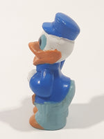 Disney Donald Duck Train Conductor Holding Pocket Watch 2" Tall PVC Toy Figure