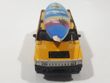 Maisto Hummer H2 SUV Yellow 1/46 Scale Pull Back Die Cast Toy Car Vehicle with Wood San Diego Surfboard On Roof No Tires