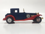 Unknown Brand Antique Car Dark Blue with Red Fenders Push and Go 6 1/2" Long Plastic Die Cast Toy Car Vehicle