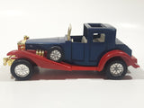 Unknown Brand Antique Car Dark Blue with Red Fenders Push and Go 6 1/2" Long Plastic Die Cast Toy Car Vehicle