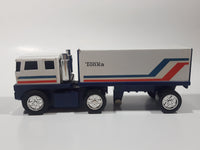 Vintage 1970s Tonka Semi Tractor Truck and Trailer White 8" Long Pressed Steel and Plastic Die Cast Toy Car Vehicle Made in Japan