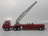 Vintage 1970s Tonka Semi Tractor Truck and Fire Ladder Trailer Red 10 1/4" Long Pressed Steel and Plastic Die Cast Toy Car Vehicle