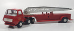 Vintage 1970s Tonka Semi Tractor Truck and Fire Ladder Trailer Red 10 1/4" Long Pressed Steel and Plastic Die Cast Toy Car Vehicle