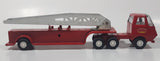 Vintage 1970s Tonka Semi Tractor Truck and Fire Ladder Trailer Red 10 1/4" Long Pressed Steel and Plastic Die Cast Toy Car Vehicle